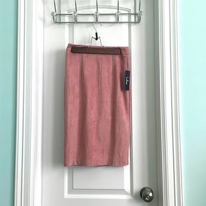 Faux suede pink pencil skirt